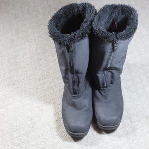 Totes Size 7 Faux Fur Lined Black Waterproof Boots